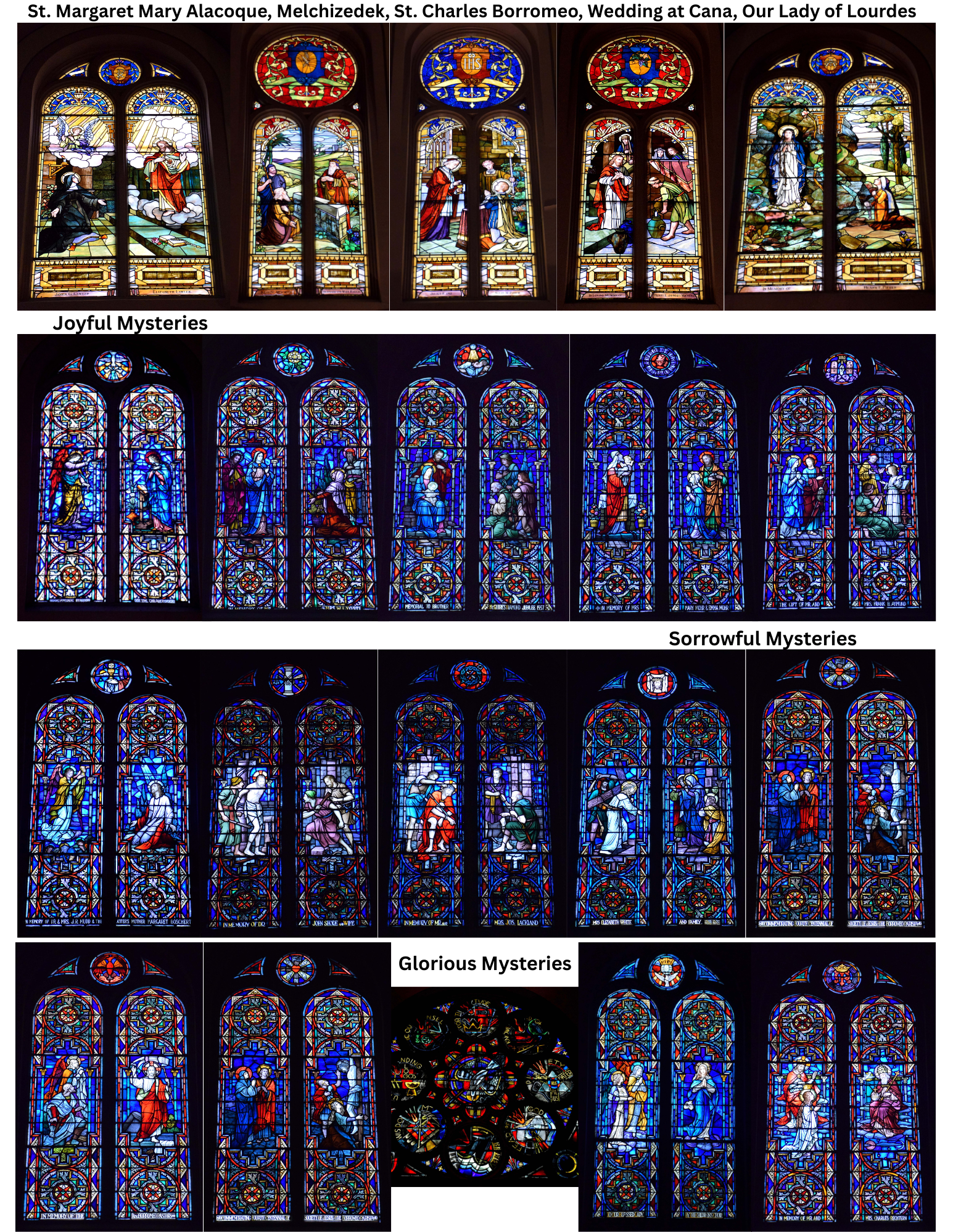 Clerestory-Stained Glass Windows Joyful Mysteries and Sorrowful Mysteries